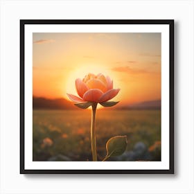 Lotus Flower At Sunset 2 Art Print