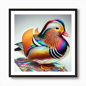 Mandarin Duck Color Effect Drawing - Wild Bird Artwork 165 Art Print