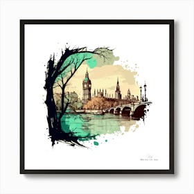 Big Ben In London.A fine artistic print that decorates the place. Art Print