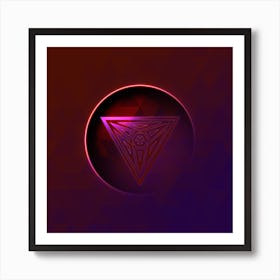 Geometric Neon Glyph on Jewel Tone Triangle Pattern 498 Art Print