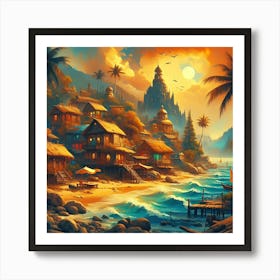 Beachside Village 3 Art Print