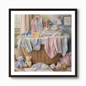 Laundry Basket Brimming With Baby Art Print