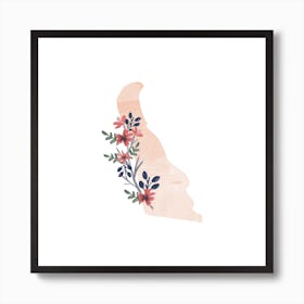 Delaware Watercolor Floral State Art Print