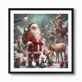 large christmas wall murals santa claus wall painting Art Print