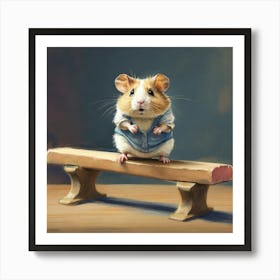 Hamster On A Bench Art Print