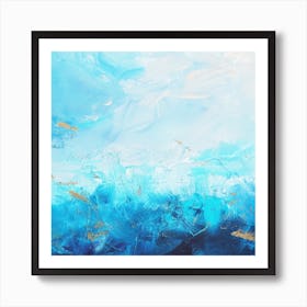 Sea And Clouds Painting  Square Art Print