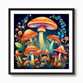 Mushrooms In The Forest 110 Art Print