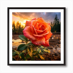 Sunset Rose Art Print