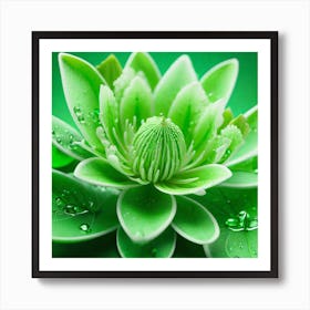 Green Lotus Flower Art Print