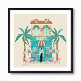 Cafe La Boheme Square Art Print