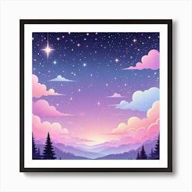 Sky With Twinkling Stars In Pastel Colors Square Composition 166 Art Print