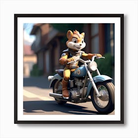 Chipmunk Riding A Motorcycle 1 Art Print