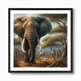 Elephants In The Wild Art Print