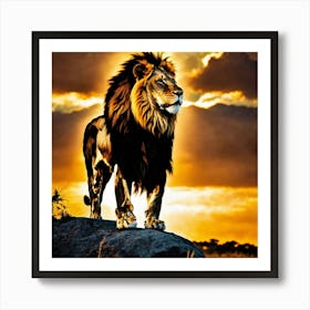 Alone At The Dawn The King Of The Jungle Art Print