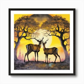 Deer In The Sun Art Print