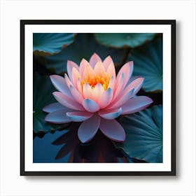 A Dreamy Lotus With Petals Of Glowing, Iridescent Colors Floating In A Celestial Garden Art Print