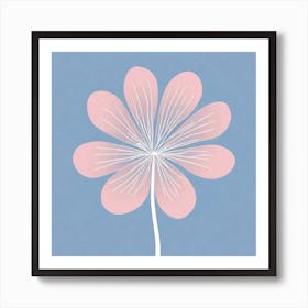 A White And Pink Flower In Minimalist Style Square Composition 578 Art Print