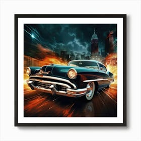 Classic Car In The City Art Print