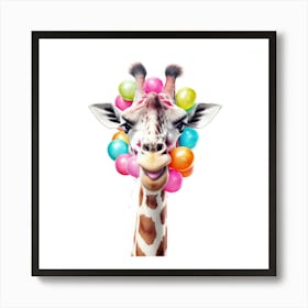 Giraffe With Balloons 4 Art Print