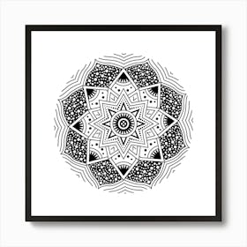 Black White Mandala Art Print