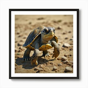 Turtle Walking On Sand Art Print