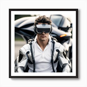 Futuristic Man Wearing Vr Glasses 2 Art Print