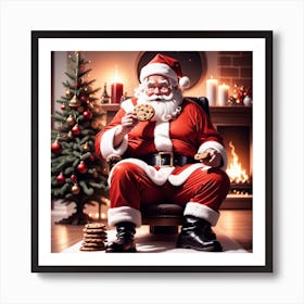 Santa Claus Eating Cookies 23 Art Print