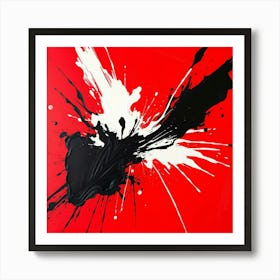 Black And Red Abstract Painting Art Print