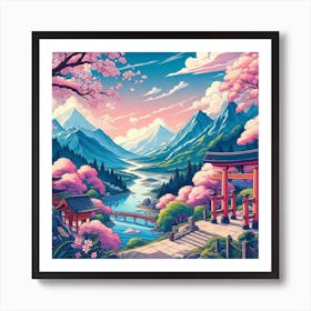 Japanese landscape 2 Art Print