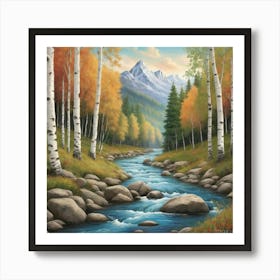 All Season Birch River Whimsical Nature Scene Canvas 0 1 Art Print