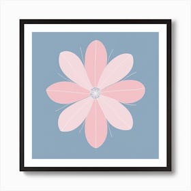 A White And Pink Flower In Minimalist Style Square Composition 505 Art Print