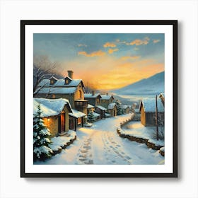 Winter Village Art Print