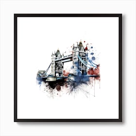 Tower Bridge Ink Splash Effect Art Print