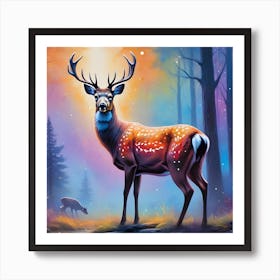 Deer In The Forest 3 Art Print