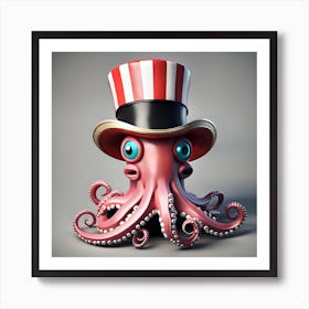 Nursery Room Adorable Octopus Circus Ringmaster Art Print