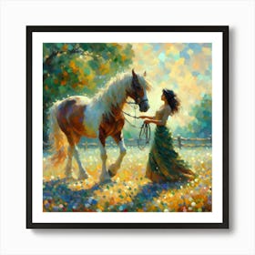 Girl And A Horse 4 Art Print