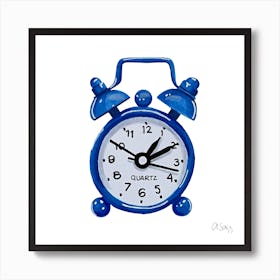 Blue Alarm Clock Art Print