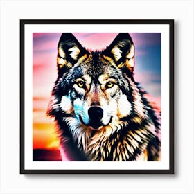 Wolf At Sunset 4 Art Print