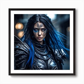 Blue Haired Warrior 2 Art Print