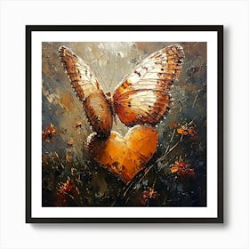 Butterfly Resting on Heart Flower 3 Art Print