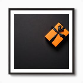 Gift Box On Black Background 1 Art Print