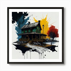 Colored House Ink Painting (56) Art Print