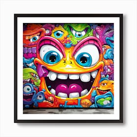 Monster Mural Graffiti Art for wall decor Art Print