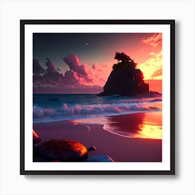 Sunset On The Beach 3 Art Print