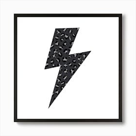 Black and Grey Leopard Cheetah Spots Lightning Art Print