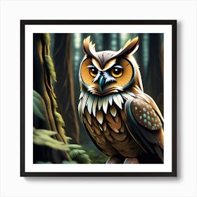 Owl In The Forest 24 Art Print