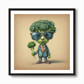 Broccoli In A Suit Art Print