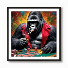 Gorilla Poker Art Print