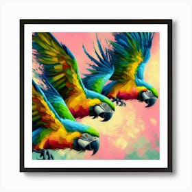 Colorful Parrots Art Print