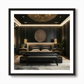 A High End Luxury Bedroom With Black Décor (7) Art Print